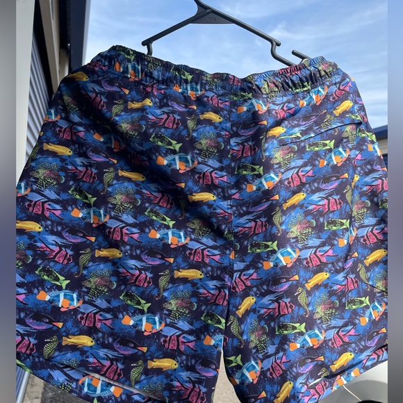 🐠Colorful Fish Print Swim Shorts trunks  Men’s Buoy Boat Size Large lined!  6” - Picture 6 of 8